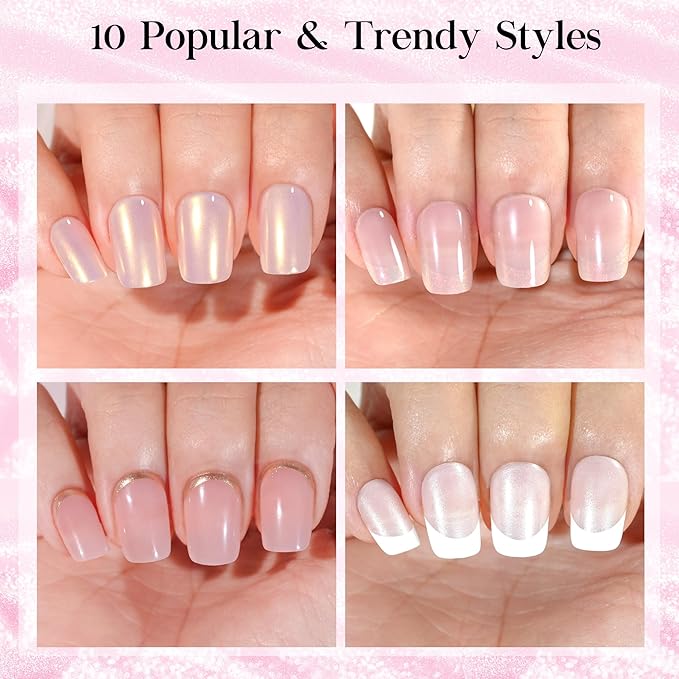 Press on Nails Short 10 Styles, Jofay Fashion 240Pcs Salon-Like Fake Nails with Cat Eye Nails & French Tip Press on Nails Designs, Artificial Acrylic Nails Gel Glue on Nails Stick on Nails for Women