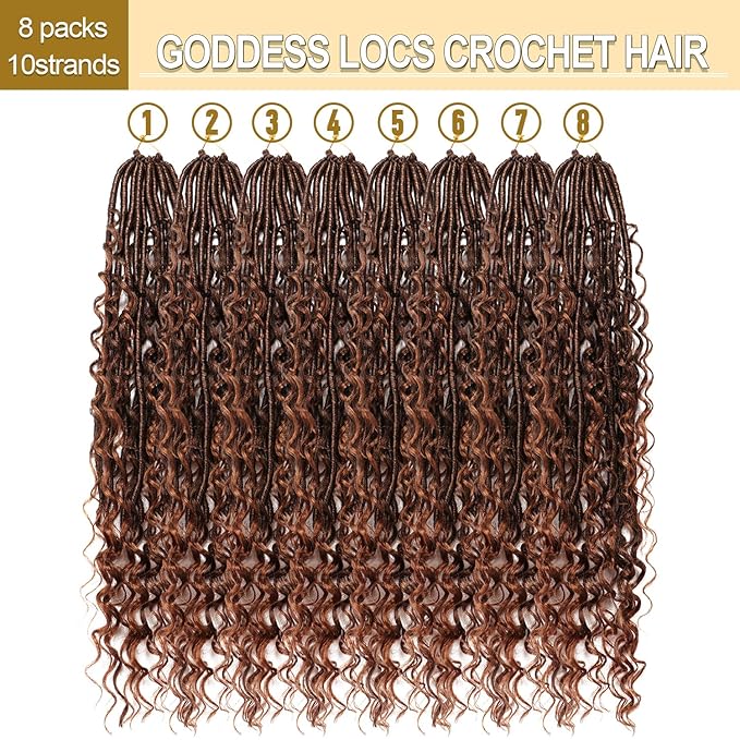 8 Packs Goddess Faux Locs Crochet Hair-24 Inch Boho Soft Locs Crochet Hair for Black Women (T30, 24 Inch(Pack of 8))