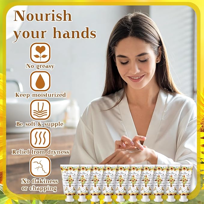 50 Pack Christian Hand Lotion Bulk Gifts for Women Mother Day Bible Mini Travel Hand Lotion Bulk for Stocking Stuffers Gifts Women Church Appreciation Teachers Coworkers(Sunflower)