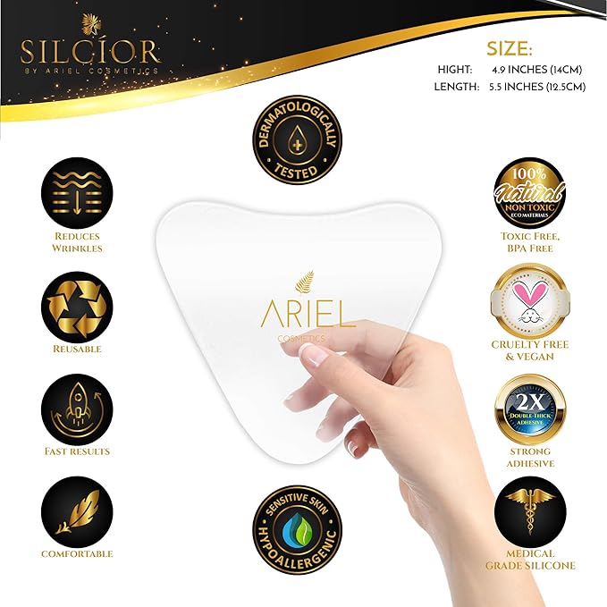 SILCIOR 4 PACK Chest Wrinkle Pads, Silicone Chest Wrinkle Pad, Decollete Anti Wrinkle Chest Pads, Chest Wrinkle Pads Sleeping Reusable, Chest Patches for Wrinkles, Smoothing Pads