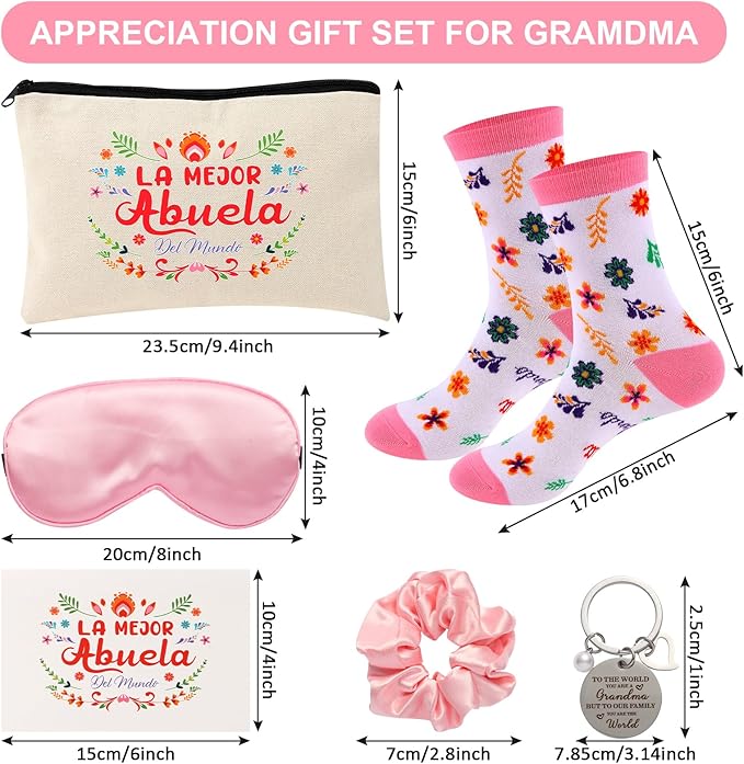 Kolewo4ever 12 Pieces Spanish Grandma Gifts Mothers Day Gifts Birthday Gift for Grandmom from Granddaughter Grandson,Best Grandma Gift for Gigi Grandmother