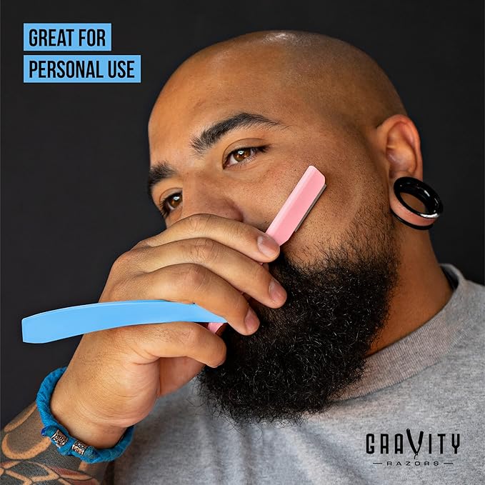 Professional Straight Razor - Ultra Exposed Straight Razor Kit with 10 Gravity Premium Blades, 2mm Exposed (Spun Sugar)