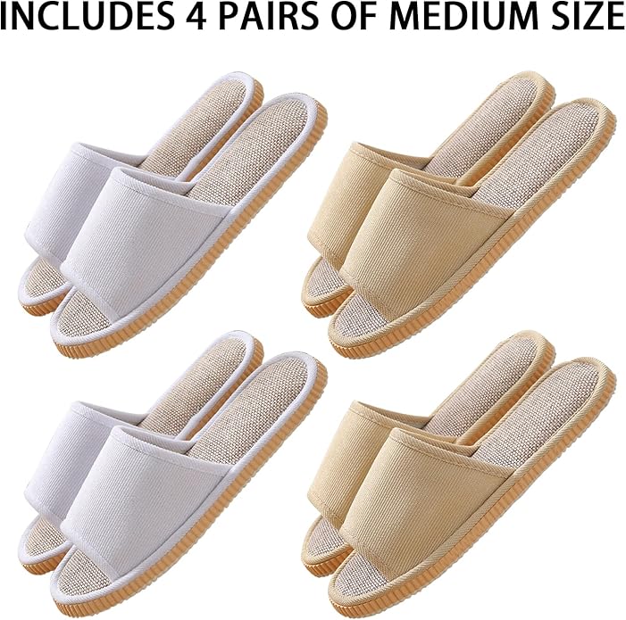 8 Pairs Disposable Slippers for Guests,House Slippers for Guests, Open Toe Indoor Slipper Comfortable Washable,Multi-Color Casual Spa Slipper for House,Hotel,Travel,Unisex Universal Size