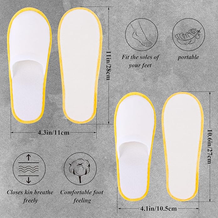 32 Pairs Disposable Slippers Non-Slip Closed Top Unisex Spa Slippers for Hotel Travel Home Guest Massage Supplies, 2 Sizes