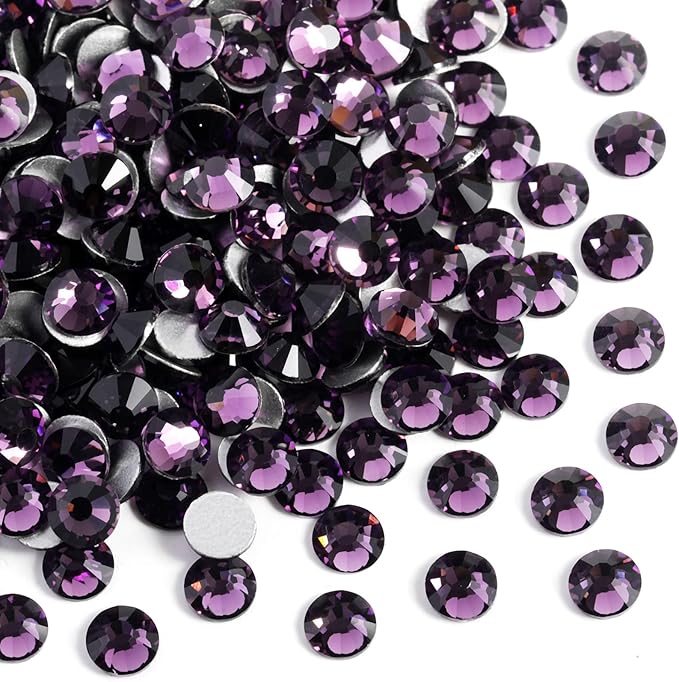 Beadsland 1440pcs Flat Back Crystal Rhinestones Round Gems for Nail Art and Craft Glue Fix, Tanzanite, SS10, 2.7-2.9mm