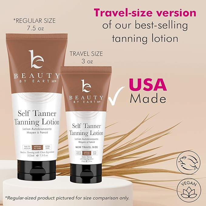 Self Tanning Lotion - Travel Size Tanner for Sunless Tan with Organic & Natural Ingredients