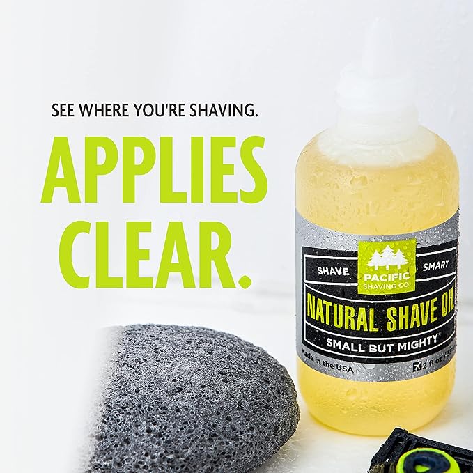 Pacific Shaving Company Natural Shaving Oil - Shaving Oil for Men & Women - Avocado, Sunflower Seed & Vitamin E Oil for Face, Legs, Arms & Full Body - Unisex Beard & Shave Care (2 Fl Oz)
