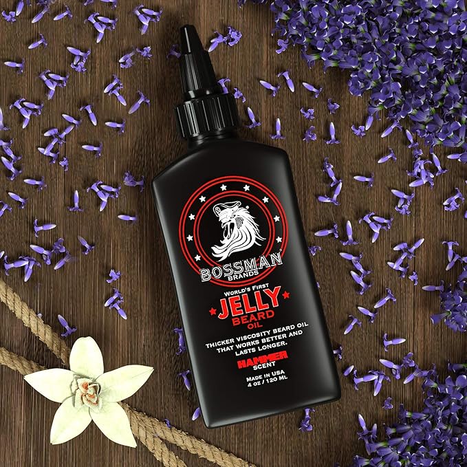Bossman Jelly Beard Oil for Men (4 oz, Hammer Scent) – Softens, Moisturizes & Conditions with Natural Ingredients