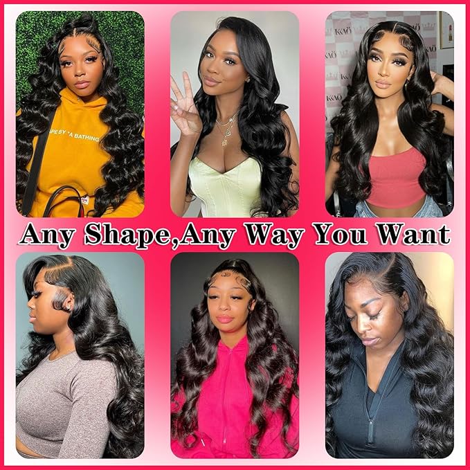 36 Inch 13x6 Body Wave Lace Front Wigs Human Hair 180 Density 13x6 HD Transparent Lace Frontal Wigs Human Hair Pre Plucked with Baby Hair Glueless Wigs Human Hair for Black Women