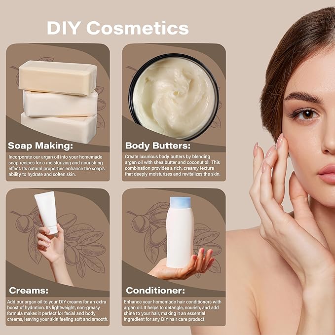 Argan Oil 16 fl. oz. Morocco Virgin, Cold Pressed 100% Pure Natural - Stimulates Hair Growth, Skin, Face And Body Moisturizer.