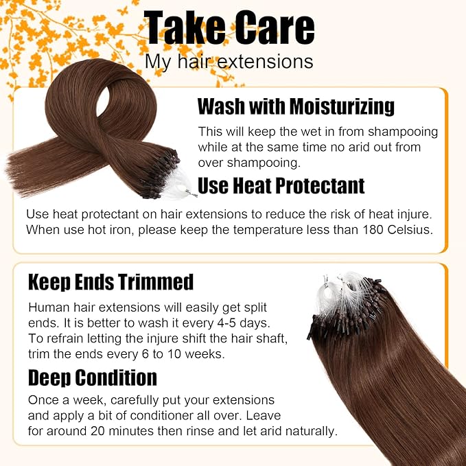 Brown Micro Bead Hair Extensions Short 14 Inch Microlink Human Hair Extensions 100strands 50g Cold Fusion Remy Hair Extension #4