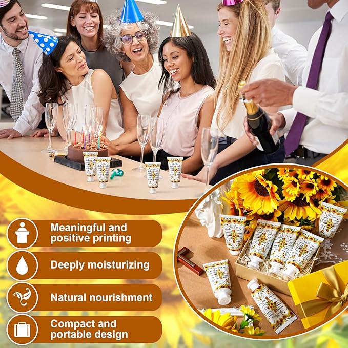 50 Pack Christian Hand Lotion Bulk Gifts for Women Mother Day Bible Mini Travel Hand Lotion Bulk for Stocking Stuffers Gifts Women Church Appreciation Teachers Coworkers(Sunflower)