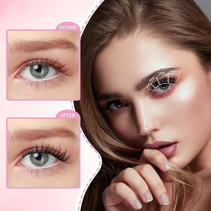 Short Lash Clusters Flora 8-14mm Individual Lashes D Curl Eyelash Clusters Spiky Wispy Eyelash Clusters 0.05mm Ultra-Thin Black Cotton Band(Short Flora Only Lashes)
