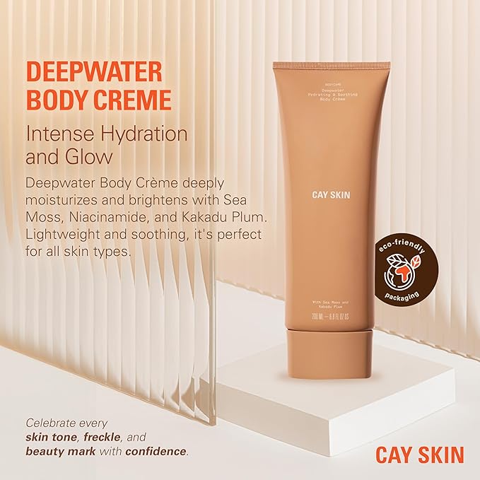 Deepwater Body Cream for Women & Men (6.8 fl oz) - Moisturizer w/Sea Moss, Niacinamide, Kakadu Plum, & More - Vegan Hydrating Moisturizer - Lightweight Scented Body Cream for All Skin Types