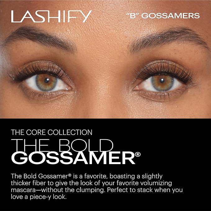 Lashify Bold 8mm Gossamer Eyelash Extensions Refill, Black, DIY False Lashes for a Natural Look