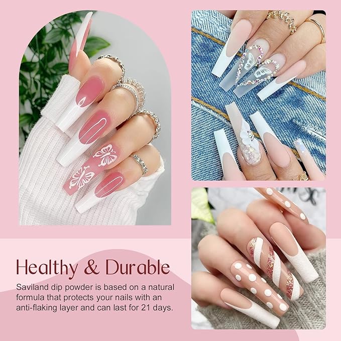 Saviland 29 Pcs Dip Powder Nail Starter Kit, 20 Fall Colors Nude Pink Brown Golden Powder Nail Dipping Liquid Set Recycling Tray with Base Top Coat Activator for French Nail Art Manicure DIY Salon