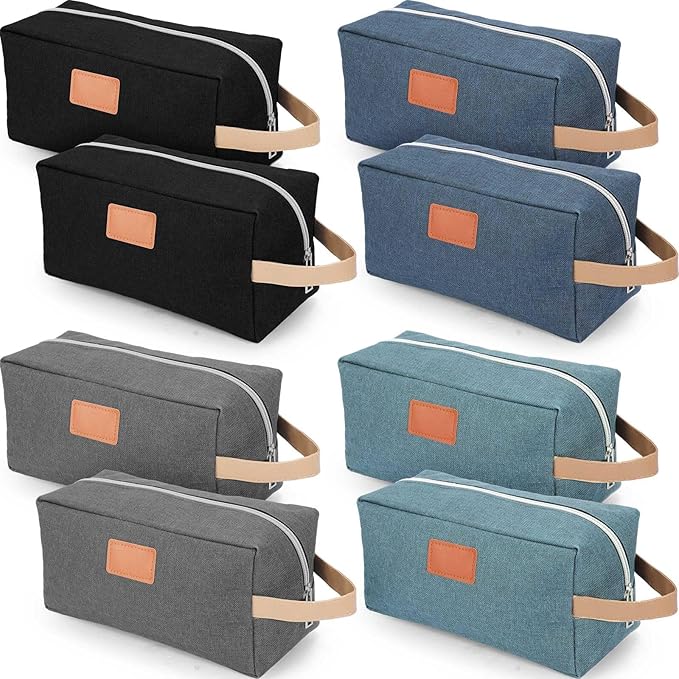 Paterr 8 Pieces Groomsmen Gift Bags Toiletry Bag for Men Hanging Travel Toiletry Bag Water Resistant Shaving Bag Portable Storage Bags Christmas Gifts(Gray, Black, Blue, Green)