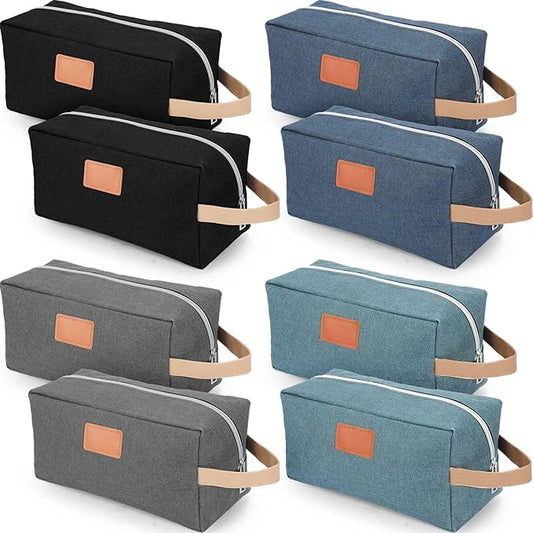 Paterr 8 Pieces Groomsmen Gift Bags Toiletry Bag for Men Hanging Travel Toiletry Bag Water Resistant Shaving Bag Portable Storage Bags Christmas Gifts(Gray, Black, Blue, Green)