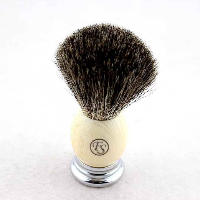 Pure Badger Shaving Brush,Frank FS shaving Chrome Metal Base Shaving Brushes for Men Personal and Professional Shaving in a Gift Box(Knot Size 20mm)