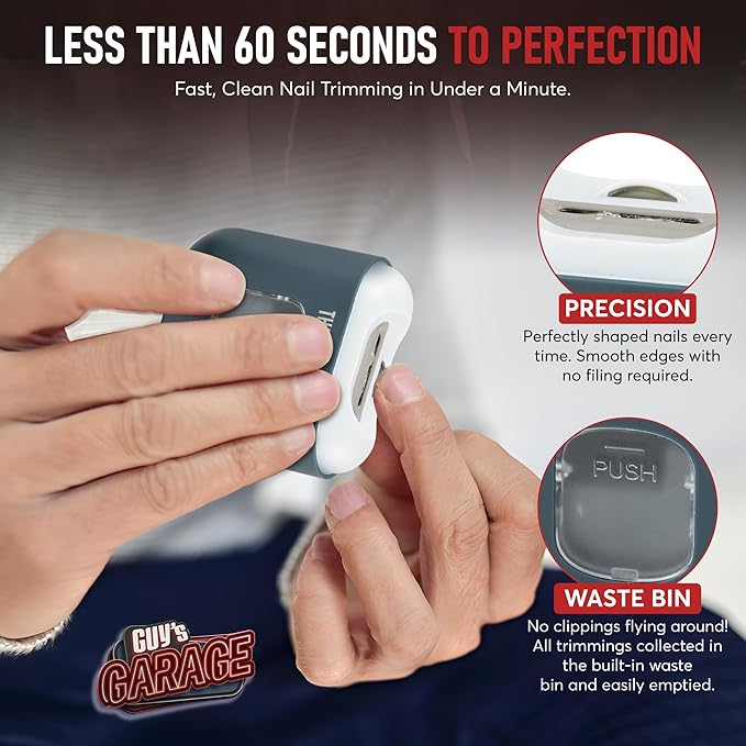 The Buffer - Automatic Nail Clipper for Men, Portable, Rechargeable, Trim Nails in Under 60 Seconds