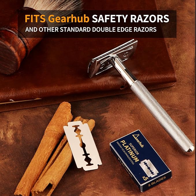 Premium 100 Count Double Edge Safety Razor Blades Refills Swedish 13C26 Stainless Steel Platinum Coated, Mild to Medium Sharpness for Smooth Shaves