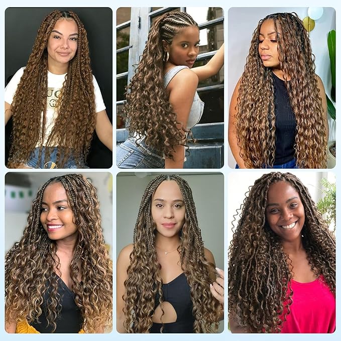 Chocolate Brown Human Braiding Hair for Boho Braids #4 Deep Water Wave Bulk Human Hair 110g 22 Inch Curly Human Hair Extensions Wet and Wavy Braiding Hair No Weft 2 Bundles/Pack