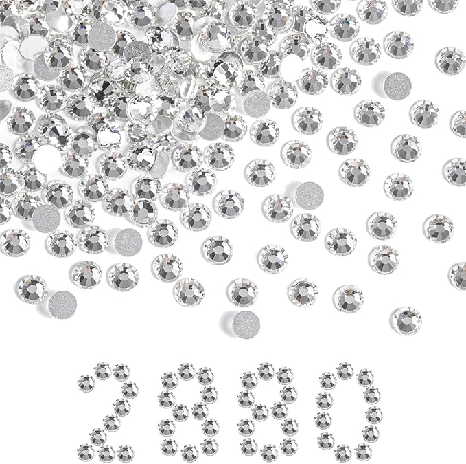 Beadsland Flatback Rhinestones Bulk,2880pcs Crystal Rhinestones for Nails Crafts Clothes DIY Decoration, Crystal, SS30, 6.3-6.5mm