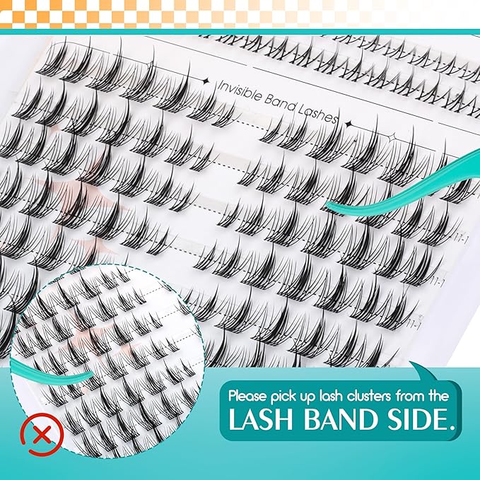 GEMERRY Lash Clusters with Bottom Lashes Natural Cluster Eyelash Extensions 11-14mm Cluster Lashes Wispy Lash Extension Clusters with 5-6mm Bottom Eyelashes DIY Eyelash Clusters for Self Use