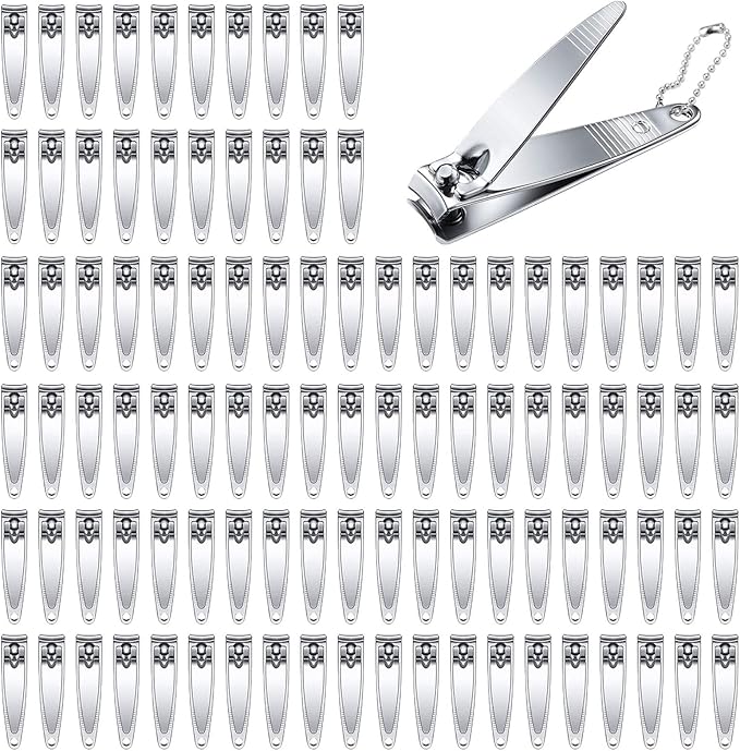 Haploon Nail Clippers Bulk 120 Pcs Nail Cutters Bulk Nail Clippers with Chain Stainless Steel, Nail Clipper Cutter Set for Men Women with Keychain