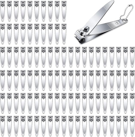 Haploon Nail Clippers Bulk 120 Pcs Nail Cutters Bulk Nail Clippers with Chain Stainless Steel, Nail Clipper Cutter Set for Men Women with Keychain