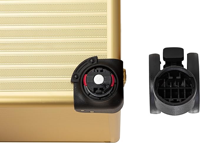 4 in 1 Portable Traveling Aluminum Professional Makeup Trolley Cart with Multiple-Sized Compartments and Wheels (Light gold)