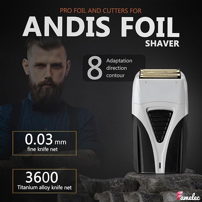 Replacement Heads for Andis Shaver Pro-Foil & Lithium - Super Soft Gold Titanium Cutters for Andis Foil Shaver Replacement TS1 17150 17235 17220 TS2 17200, Compatible with Razor Blades