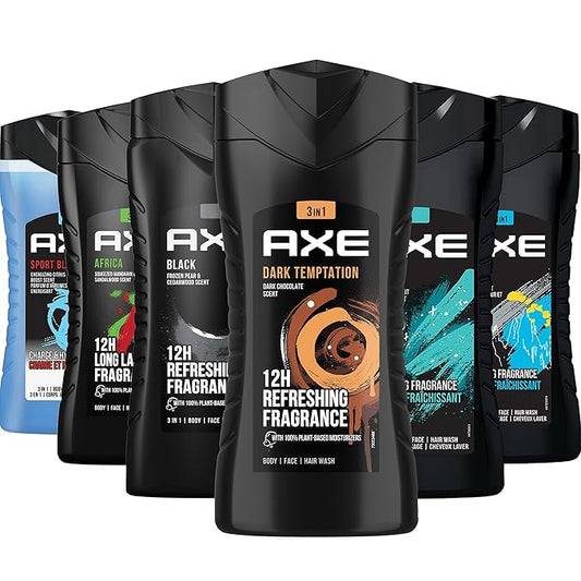 AXE Men's Body Wash Variety Set, 6 Pack, Assorted Scents, 3-in-1 Body, Face and Hair Wash, 8.5 Oz. Each