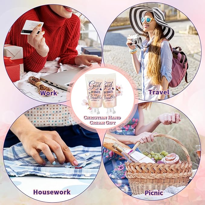 50 Pack Christian Hand Lotion Bulk Gifts for Women Mother Day Bible Mini Travel Hand Lotion Bulk for Stocking Stuffers Gifts Women Church Appreciation Teachers Coworkers(Cute)