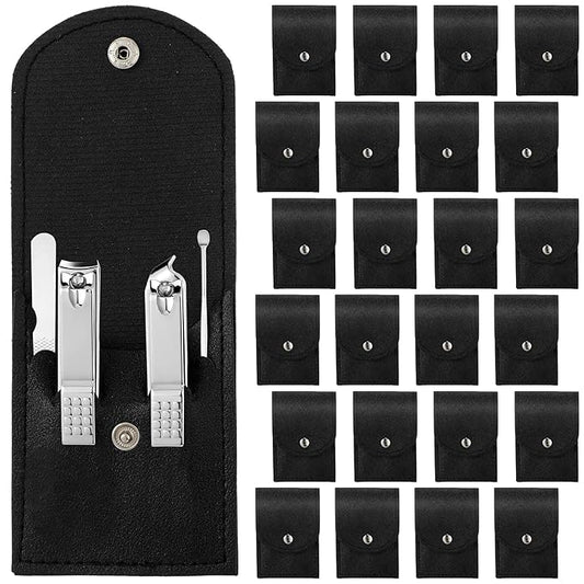 Lasnten 24 Set Manicure Set Bulk Nail Clippers Grooming Nail Kit Stainless Steel Professional Pedicure Kit Pedicure Tools with Travel Case Gifts for Men Women Personal(4 in 1,Black)