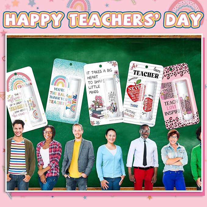 60 Pack Teacher Appreciation Gifts Bulk Lip Balms Teacher Week Employee Coworkers Team Thank You Gift Honey Flavor Balm Inspirational Motivational Graduation Party Gifts