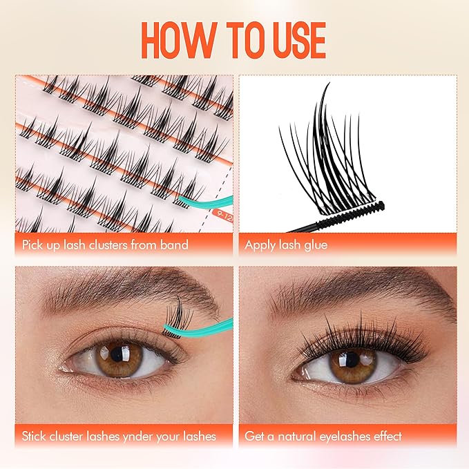 GEMERRY Lash Clusters Natural Eyelash Clusters Wispy Cluster Eyelash Extensions Lash Extension Clusters DIY at Home Cluster Lashes