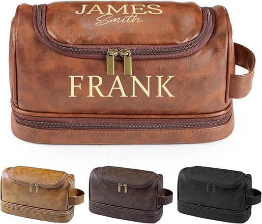 Father's Day Gifts, Personalized Toiletry Bag for Men, Handcrafted Travel Dopp Kit Gift with Custom Pattern and Text, Unique Gift for Men, Boyfriend, Dad
