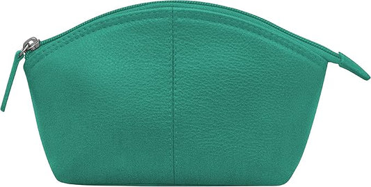 ili New York Genuine Leather Cosmetic Pouch – RFID Blocking, Leather Makeup Bag for Purse with Top Zip Closure & Interior Zip Pocket, Perfect as a Compact and Stylish Travel Cosmetic Bag
