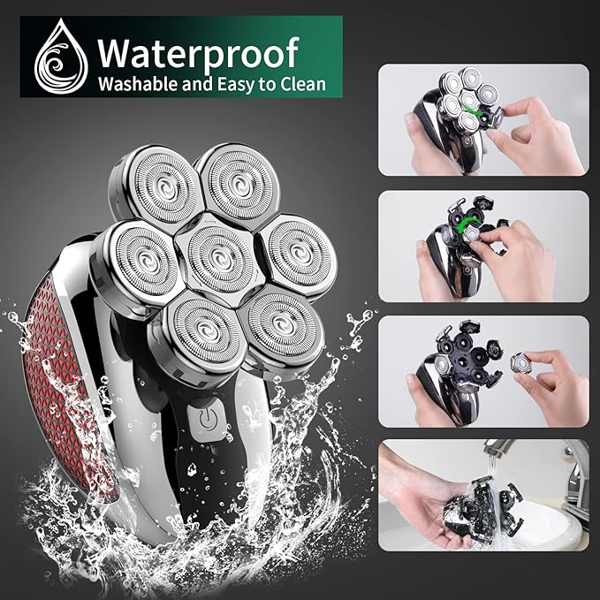 Head Shaver for Bald Men 7D, Bald Head Shavers for Men Wet&Dry,CHLANT 5-in-1 Electric Head Shaver for Men Head Razor Cordless Rechargeable Waterproof, Electric Razor for Men Rotary Shaver Grooming Kit