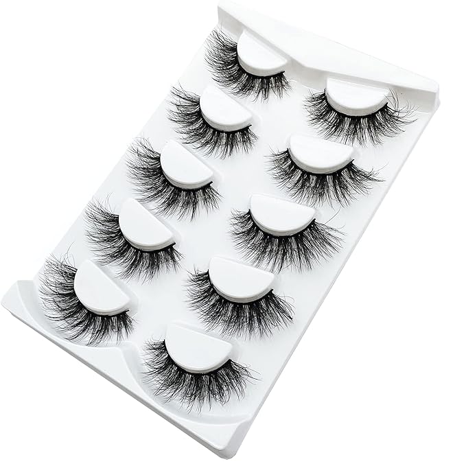 False Eyelashes Fluffy Dramatic 20-22mm Long Faux Mink Wispy Silk Fake Eye Lashes 5 Pairs Pack