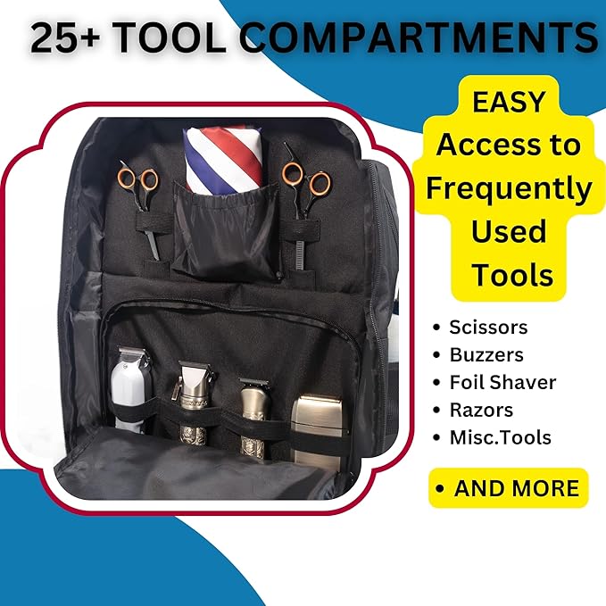 45L Barber Backpack For Clippers & Supplies | Extra Large, Durable, Water-Resistant Barber Bag With Comfortable Straps