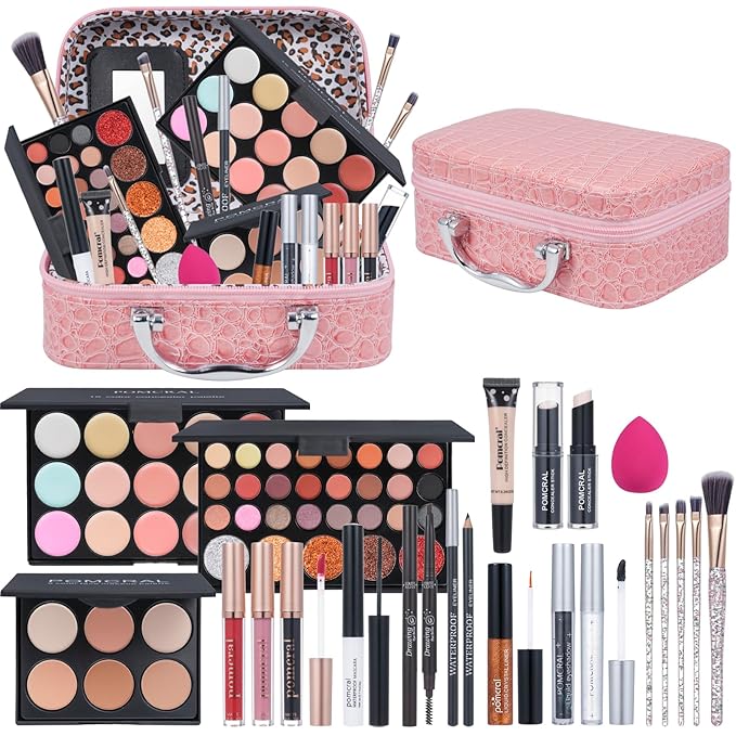 Professional Makeup Kit,Makeup kit For Girls, Makeup Set For Women Eyeshadow Palettes, Lip Colors, Makeup brush set,Makeup bag (Pink)