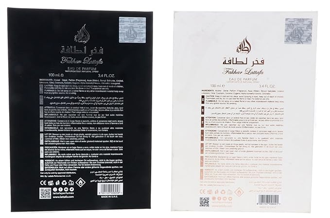 Lattafa Fakhar 2-Piece Set for Unisex (3.4 Oz Fakhar Eau De Parfum Spray for Men + 3.4 Oz Eau De Parfum Spray for Women)