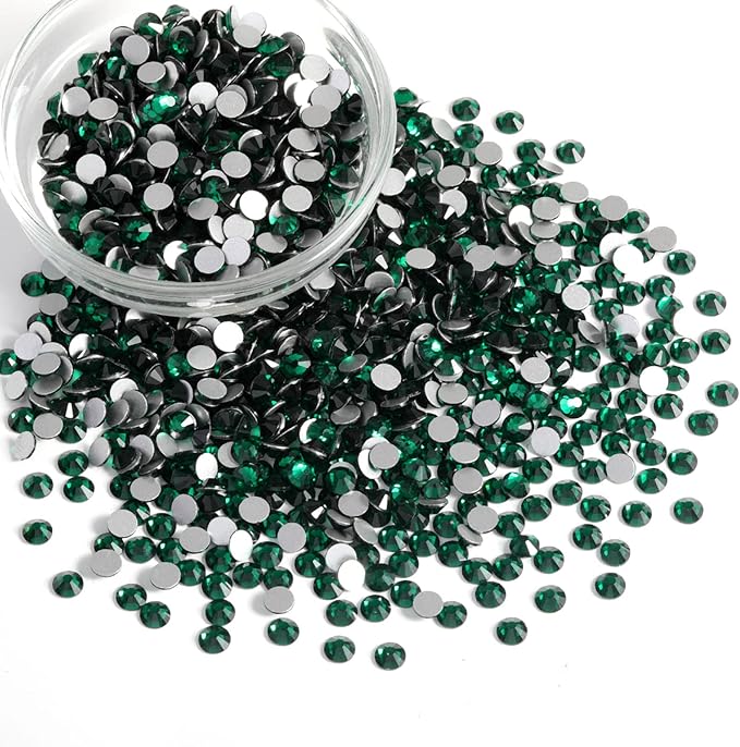 Beadsland Flatback Rhinestones Bulk,14400pcs Green Rhinestones for Nails Crafts Clothes DIY Decoration, Emerald, SS20, 4.6-4.8mm