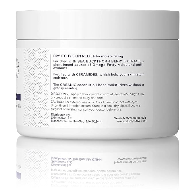 SKINTENSIVE Body Butter with Sea Buckthorn Extract - Organic Coconut Oil Body Butter Ointment for Eczema-Prone Skin, 8 oz