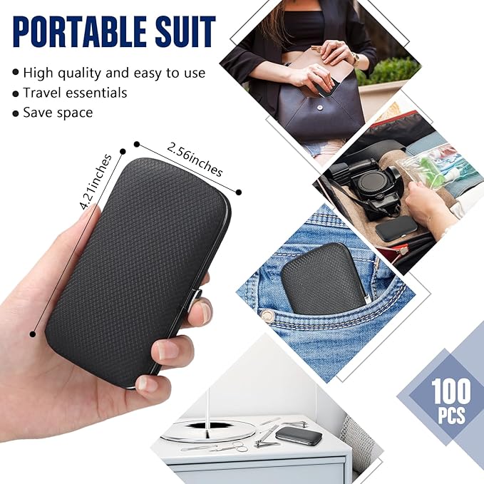 Lasnten 100 Bulk Nail Clipper Set Bulk Manicure Kit Stainless Steel Pedicure Professional Nail Care Kit with Travel Case Portable Grooming for Husband Men Women Family(Black,8 in 1)