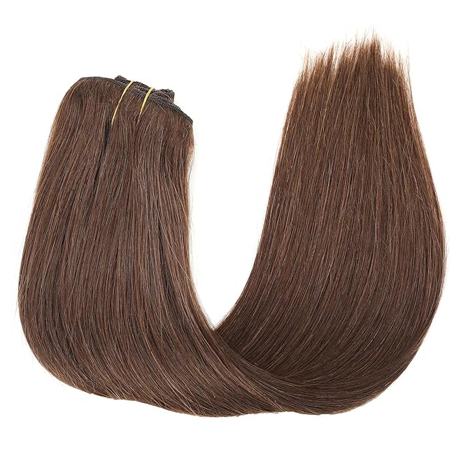 Clip In Human Hair Extensions,Medium Brown 8Pcs 120G Human Hair Clip In Hair Extensions 16Inch Straight Remy Hair