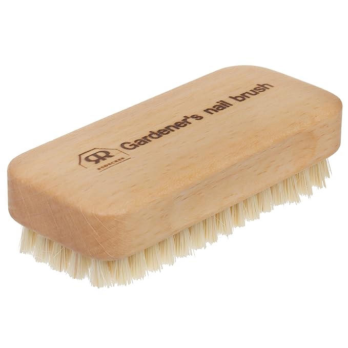 Redecker Beechwood Gardener's Nail Brush with Hard Plant Fiber Bristles, Set of 2, 4-Inches