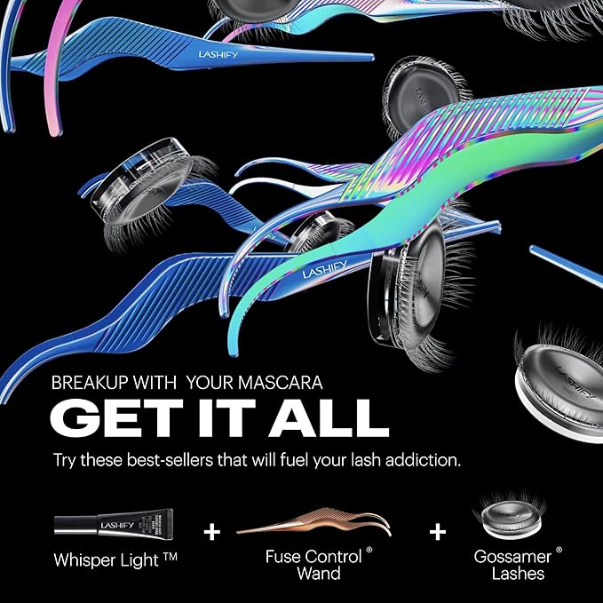 Lashify Drama 16mm Gossamer Eyelash Extensions Refill, Black, Easy DIY False Lashes for a Natural Look